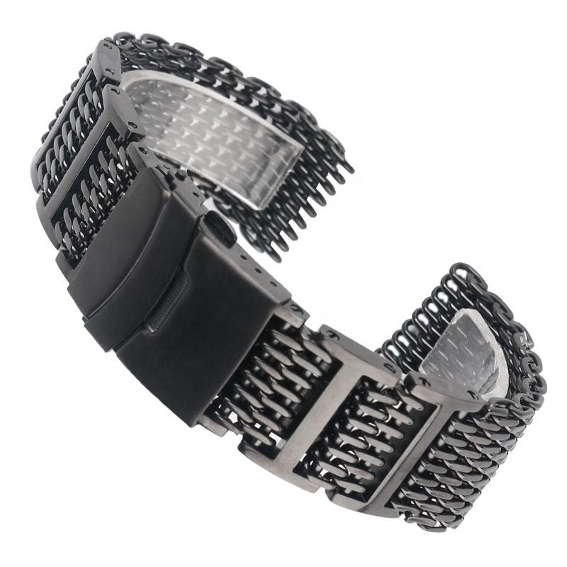 Stainless Steel Watch Band | Adjustable Metal Link Watch Strap with Folding Clasp